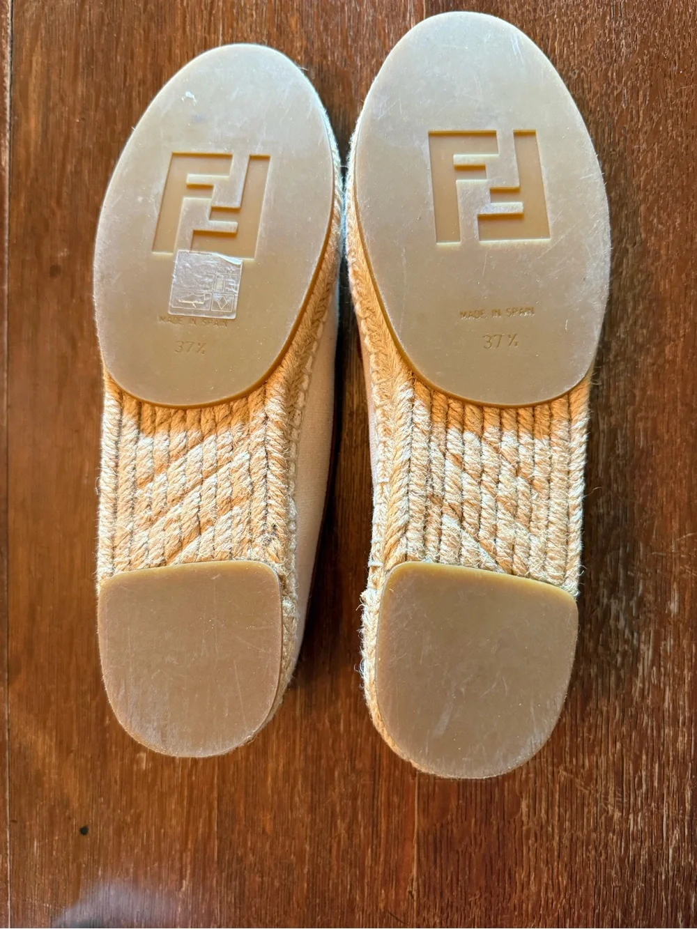 Fendi Cream Canvas and Brown Leather-Trim Espadrilles